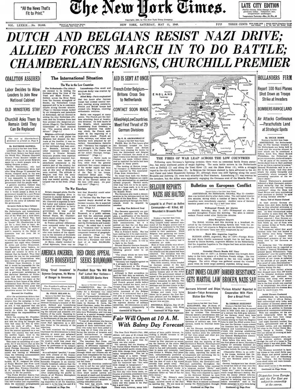 Saturday, May 11, 1940 – The New York Times Front Page