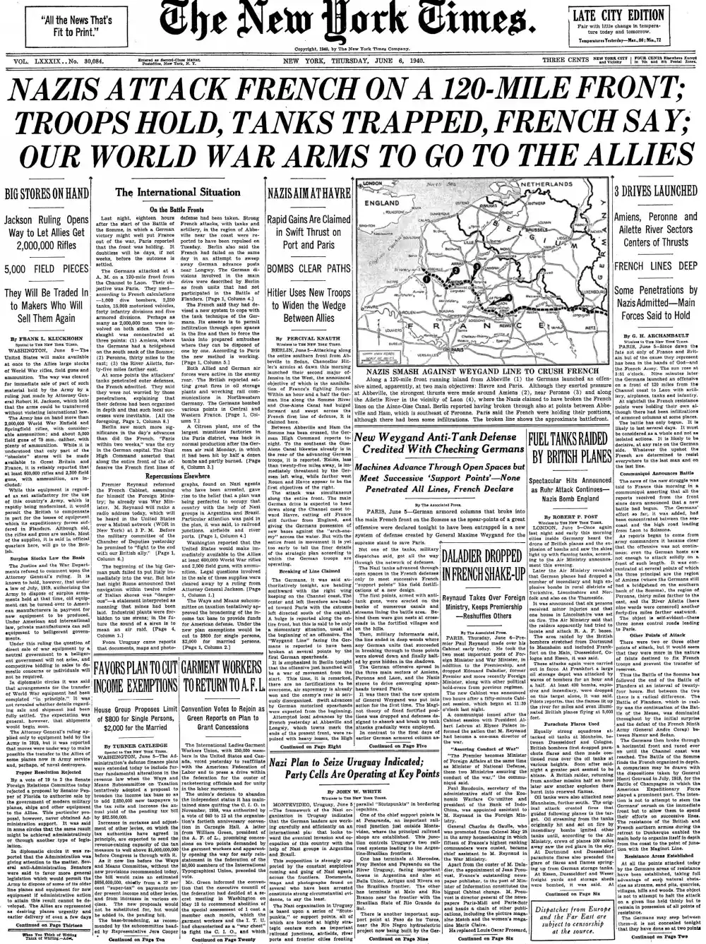 Thursday, June 6, 1940 – The New York Times Front Page