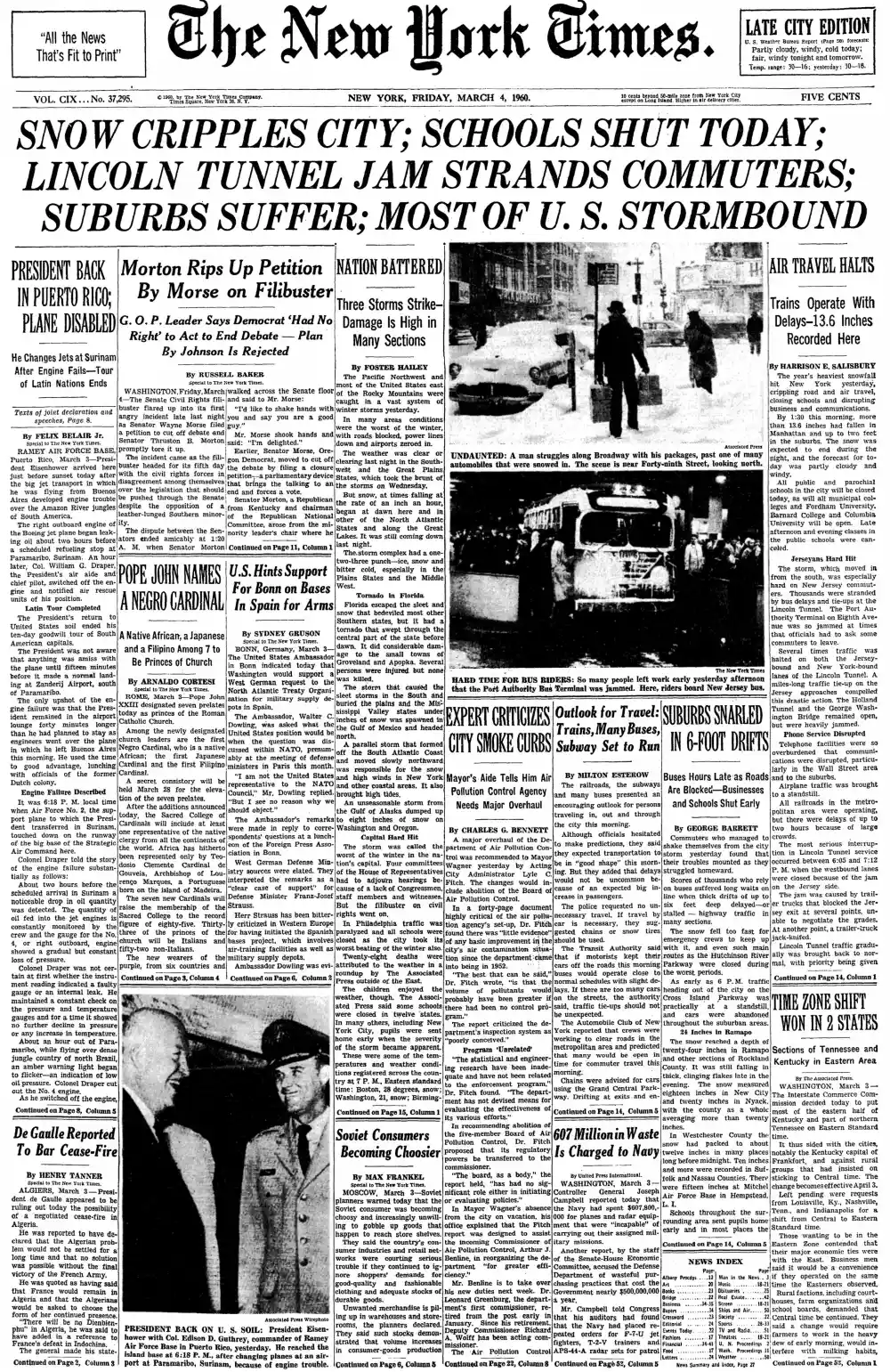 Friday, March 4, 1960 – The New York Times Front Page